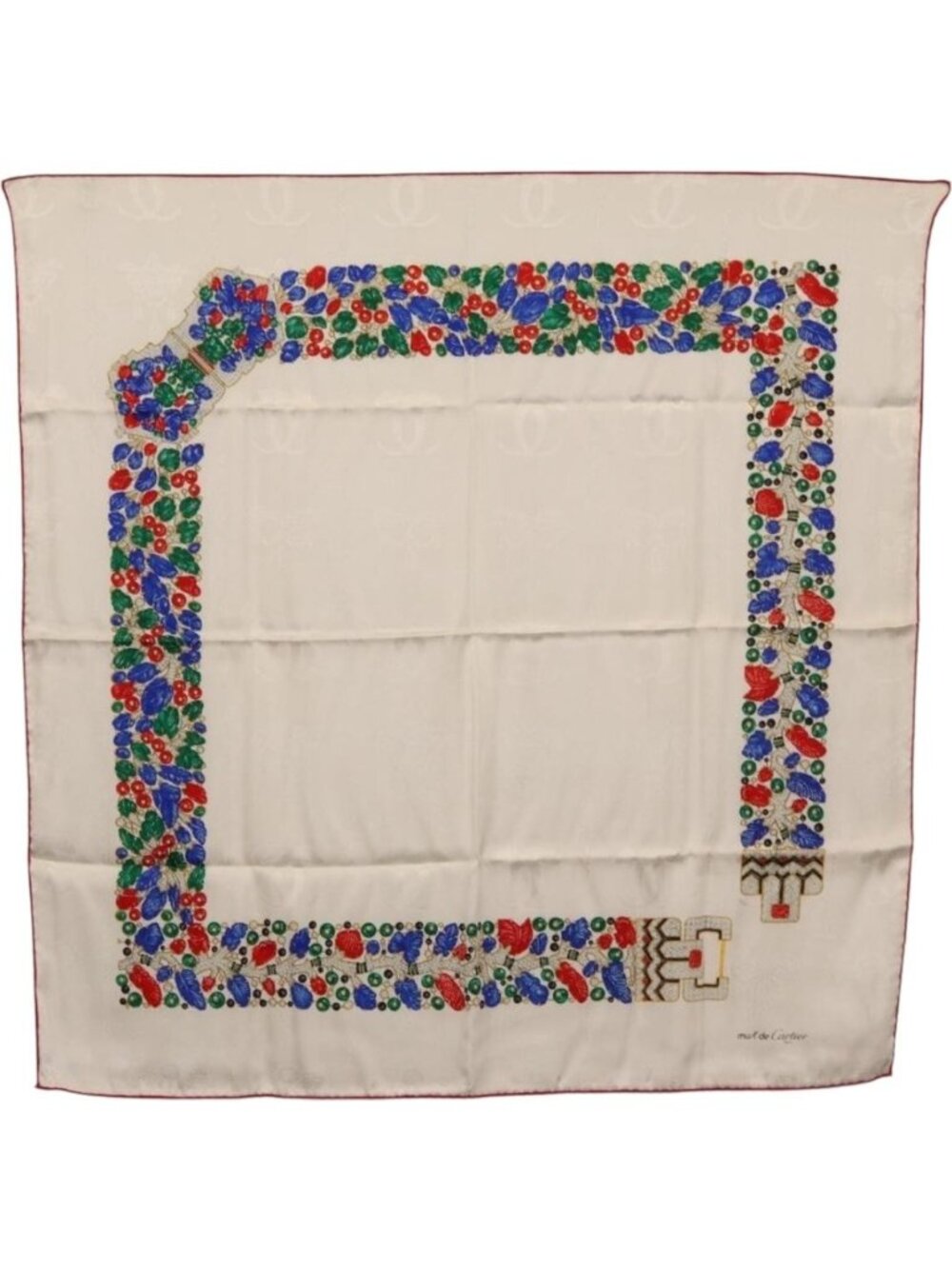 CARTIER Scarf Silk White